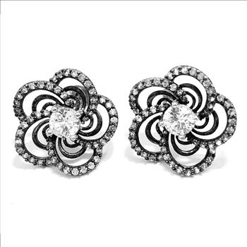 .925 Sterling Silver Antique Design 7.75ctw Diamonique Diamond Set of Ring, Earrings & Necklace