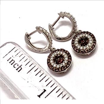 .925 Sterling Silver Dancing Diamond Design Earrings