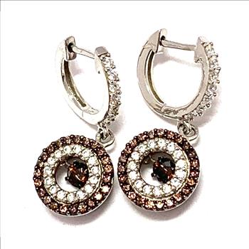 .925 Sterling Silver Dancing Diamond Design Earrings