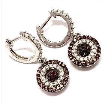 .925 Sterling Silver Dancing Diamond Design Earrings