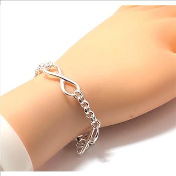 .925 Sterling Silver Made in Italy Infinity Tennis Bracelet