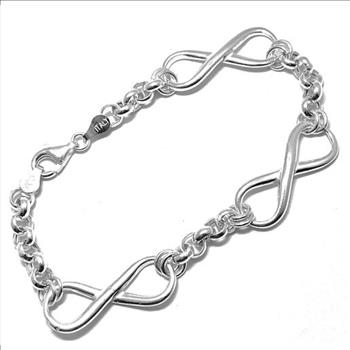 .925 Sterling Silver Made in Italy Infinity Tennis Bracelet