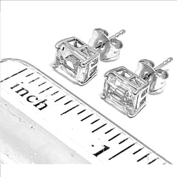 .925 Sterling Silver Moissanite Solitaire Stud Earrings 18kt Gold Over