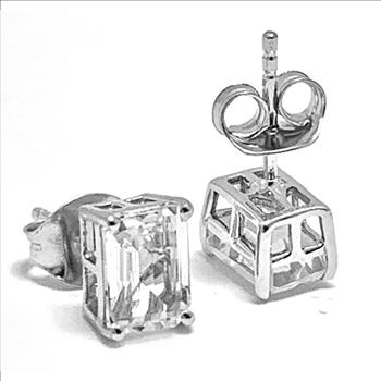 .925 Sterling Silver Moissanite Solitaire Stud Earrings 18kt Gold Over