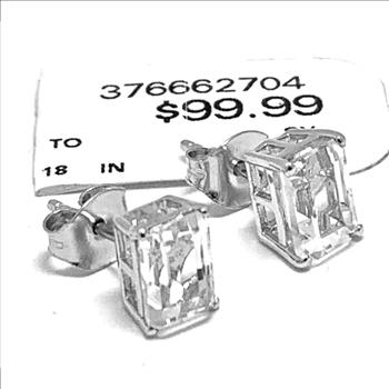 .925 Sterling Silver Moissanite Solitaire Stud Earrings 18kt Gold Over