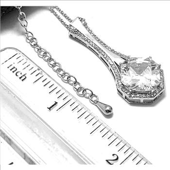 .925 Sterling Silver & Platinum 13.00ctw LASSAIRE Simulated Diamond Necklace