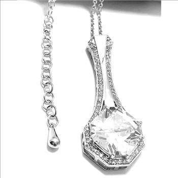 .925 Sterling Silver & Platinum 13.00ctw LASSAIRE Simulated Diamond Necklace