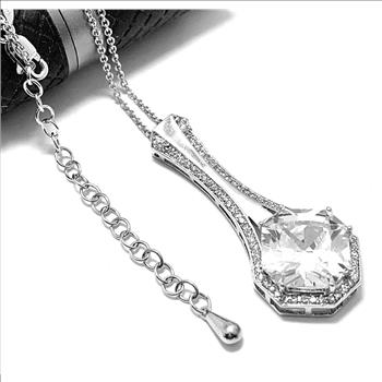 .925 Sterling Silver & Platinum 13.00ctw LASSAIRE Simulated Diamond Necklace