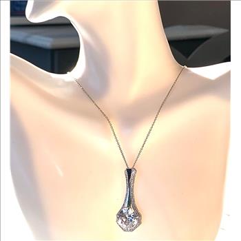 .925 Sterling Silver & Platinum 13.00ctw LASSAIRE Simulated Diamond Necklace