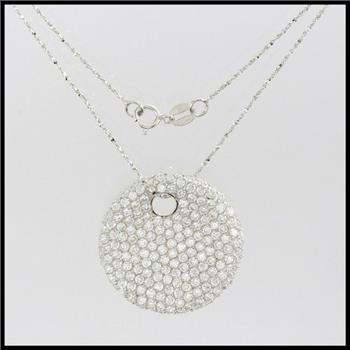.925 Sterling Silver with White Topaz Circular Necklace