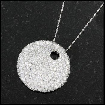 .925 Sterling Silver with White Topaz Circular Necklace