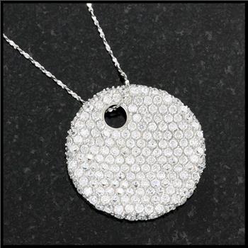 .925 Sterling Silver with White Topaz Circular Necklace