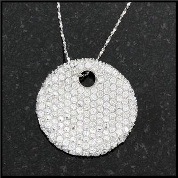 .925 Sterling Silver with White Topaz Circular Necklace