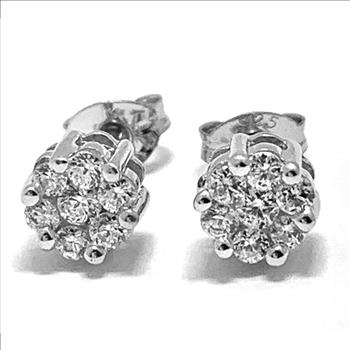 925 Strerling Silver & 14k Gold 0.30ctw Diamonique Diamond Stud Earrings