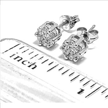925 Strerling Silver & 14k Gold 0.30ctw Diamonique Diamond Stud Earrings