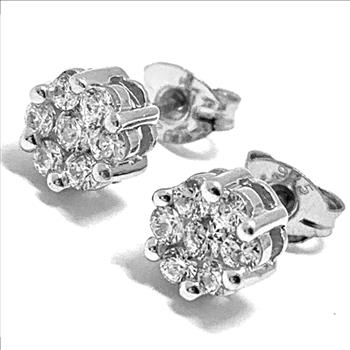 925 Strerling Silver & 14k Gold 0.30ctw Diamonique Diamond Stud Earrings