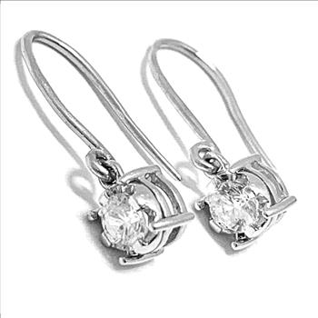 .925 Strerling Silver & 14k Gold 0.40ctw Diamonique Diamond  Earrings
