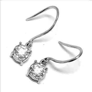 .925 Strerling Silver & 14k Gold 0.40ctw Diamonique Diamond  Earrings
