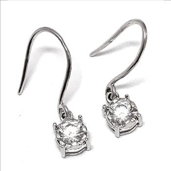 .925 Strerling Silver & 14k Gold 0.40ctw Diamonique Diamond  Earrings