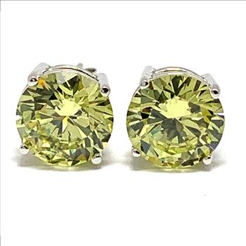 .925 Strerling Silver & 14k Gold 12.00ctw Peridot Stud Earrings