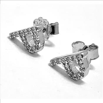 .925 Strerling Silver & 18k Gold 0.25ctw Diamonique Diamond “Initial P” Stud Earrings