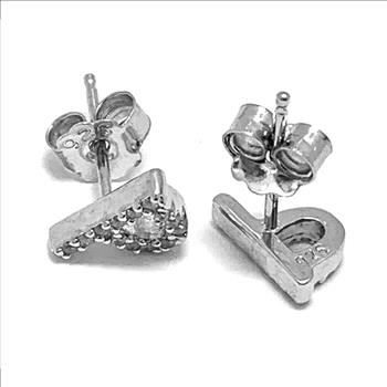.925 Strerling Silver & 18k Gold 0.25ctw Diamonique Diamond “Initial P” Stud Earrings