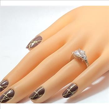 .925 Three Stone Past, Present Future Sterling Silver, 5.75ct Oval Cut Diamonique Diamond Engagement Engagment Ring