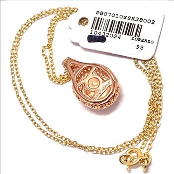 $95 Colore SG Lorenzo .925 Sterling Silver & 14k YG Citrine & Diamonique Diamond Necklace