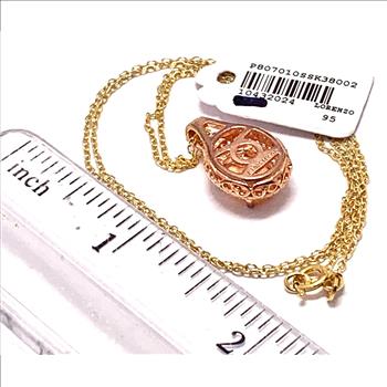 $95 Colore SG Lorenzo .925 Sterling Silver & 14k YG Citrine & Diamonique Diamond Necklace