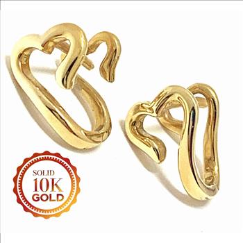 Adorned Open Heart Hoop Earrings in Gold main image 1