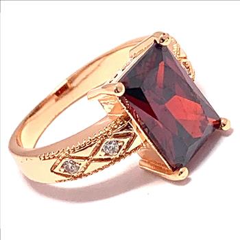 9.50ctw Garnet & Diamonique Diamond Ring Size 9