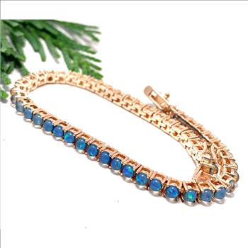 $99 Retail 5.00ctw Blue Opal Tennis Bracelet 7” Long
