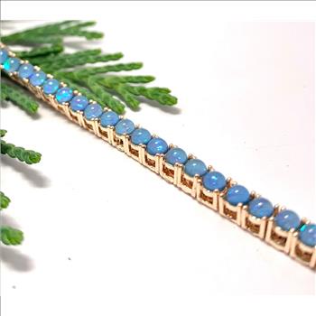 $99 Retail 5.00ctw Blue Opal Tennis Bracelet 7” Long