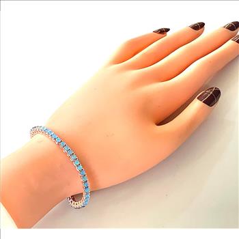 $99 Retail 5.00ctw Blue Opal Tennis Bracelet 7” Long