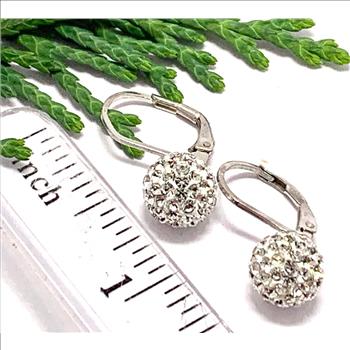 $99 SAM & Co .925 Sterling Silver &18k WG 1.00ctw Diamonique Diamond Earrings