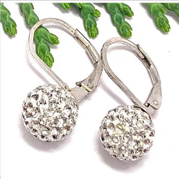 $99 SAM & Co .925 Sterling Silver &18k WG 1.00ctw Diamonique Diamond Earrings