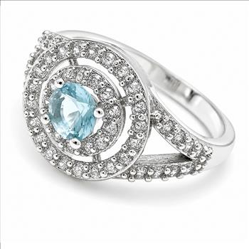 Antique Design 1.00ctw  Blue Topaz & Diamonique Diamond Ring