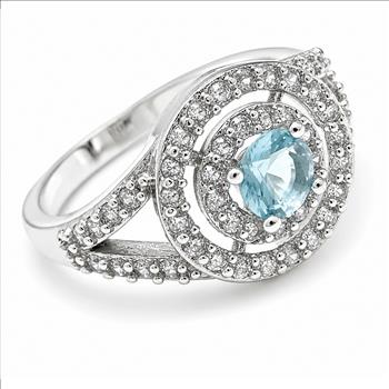 Antique Design 1.00ctw  Blue Topaz & Diamonique Diamond Ring