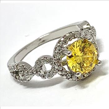 Antique Design 1.00ctw Citrine & Diamonique Diamond Ring