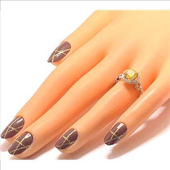 Antique Design 1.00ctw Citrine & Diamonique Diamond Ring
