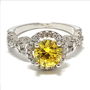 Antique Design 1.00ctw Citrine & Diamonique Diamond Ring