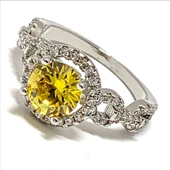 Antique Design 1.00ctw Citrine & Diamonique Diamond Ring