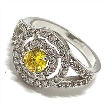 Antique Design 1.00ctw Citrine & Diamonique Diamond Ring