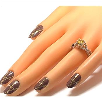 Antique Design 1.00ctw Citrine & Diamonique Diamond Ring   sz7