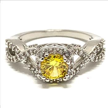 Antique Design 1.00ctw Citrine & Diamonique Diamond Ring   sz7