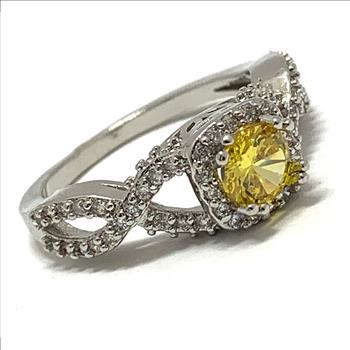 Antique Design 1.00ctw Citrine & Diamonique Diamond Ring   sz7