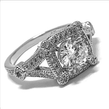 Antique Design 1.00ctw Diamonique Diamond Engagement Ring