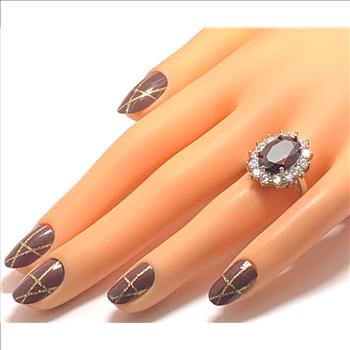 Antique Design 13.00ctw Garnet & Diamonique Diamond Ring SZ6