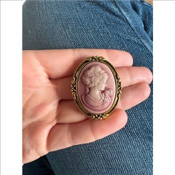 Antique Design 18K Overlay Cameo Brooch