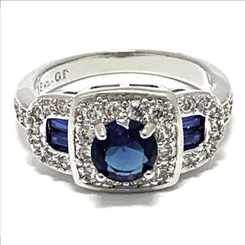 Antique Design 2.00ctw Sapphire & Diamonique Diamond Ring